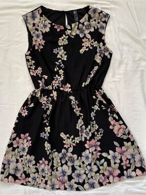 Wish Black Floral Sleeveless Dress Size Small – Fit & Flare NWT